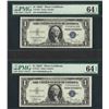Image 1 : Lot of (2) Consecutive 1935C $1 Silver Certificate Notes PMG Choice Uncirculated
