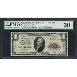 1929 $10 National Currency Note Providence, Rhode Island CH# 1007 PMG Very Fine