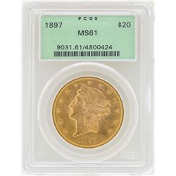 1897 $20 Liberty Head Double Eagle Gold Coin PCGS MS61