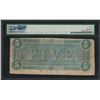 Image 2 : 1864 $5 Confederate States of America Note T-69 PMG Fine 12
