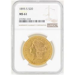1895-S $20 Liberty Head Double Eagle Gold Coin NGC MS61