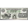 Image 1 : 1800's $5 Bank of New England Obsolete Note