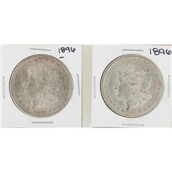 Lot of (2) 1896 $1 Morgan Silver Dollar Coins