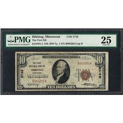 1929 $10 National Currency Note Hibbing, MN CH# 5745 PMG Very Fine 25