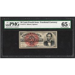 1863 Fourth Issue 50 Cents Fractional Currency Note PMG Gem Uncirculated 65EPQ