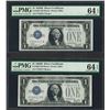 Image 1 : Lot of (2) Consecutive 1928B $1 Silver Certificate Notes PMG Choice Uncirculated