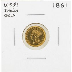 1861 $1 Indian Princess Head Gold Dollar Coin