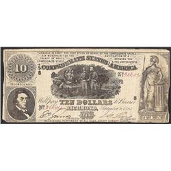 1861 $10 Confederate States of America Note