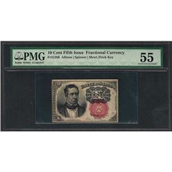 1874 Ten Cents Fifth Issue Fractional Currency Note PMG About Uncirculated 55
