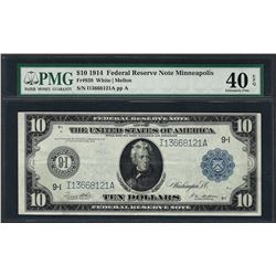 1914 $10 Federal Reserve Note Minneapolis Fr.939 PMG Extremely Fine 40EPQ