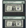 Image 1 : Lot of (2) Consecutive 1935C $1 Silver Certificate Notes PMG Choice Uncirculated