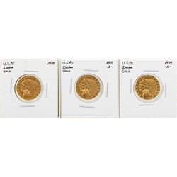 Lot of 1909, 1909-D, & 1909-S $5 Indian Head Half Eagle Gold Coins