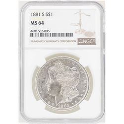 1881-S $1 Morgan Silver Dollar Coin NGC MS64