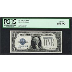 1928A $1 Funnyback Silver Certificate Note Fr.1601 PCGS Gem New 65PPQ