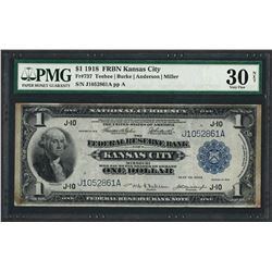 1918 $1 Federal Reserve Bank Note Kansas City Fr.737 PMG Very Fine 30 Net