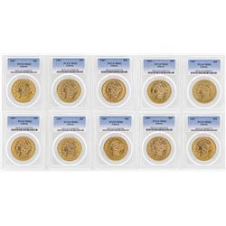 Lot of (10) 1907 $20 Liberty Head Double Eagle Gold Coins PCGS MS62