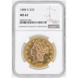 1888-S $20 Liberty Head Double Eagle Gold Coin NGC MS62