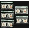 Image 1 : Lot of (5) Consecutive 1922 $10 Gold Certificate Notes PMG Graded XF45-AU55EPQ