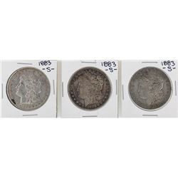 Lot of (3) 1883-S $1 Morgan Silver Dollar Coins