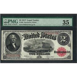 1917 $2 Legal Tender Note Fr.60 PMG Very Fine 35