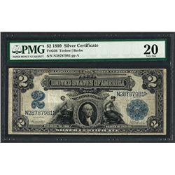 1899 $2 Mini Porthole Silver Certificate Note Fr.256 PMG Very Fine 20