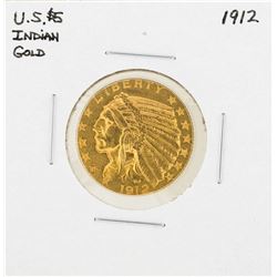 1912 $5 Indian Head Half Eagle Gold Coin