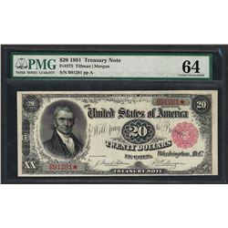 1891 $20 Treasury Note Fr.375 PMG Choice Uncirculated 64