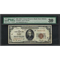 1929 $20 Federal Bank of Atlanta Fr.1870-F Note PMG Very Fine 30