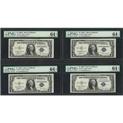 Lot of (4) Consecutive 1935C $1 Silver Certificate Notes PMG Choice Uncirculated