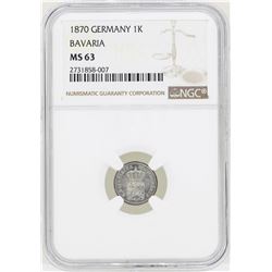 1870 Germany Kreuzer Bavaria Coin NGC MS63