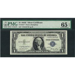 1935E $1 Silver Certificate STAR Note Fr.1614* PMG Gem Uncirculated 65EPQ