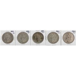 Lot of (5) 1880-O $1 Morgan Silver Dollar Coins