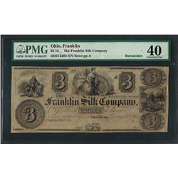 1800's $3 The Franklin Silk Company Obsolete Note PMG Extremely Fine 40