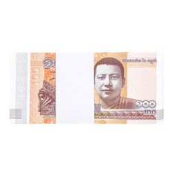 Pack of (100) Consecutive Cambodia 100 Riels Uncirculated Notes