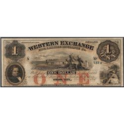 1857 $1 The Western Exchange Obsolete Note