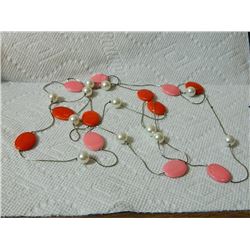 ESTATE - NECKLACE - FLOATING GEMS - SILVER? - NON FEROUS - 60" LONG