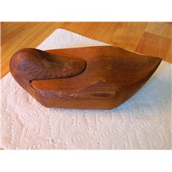 NEW HAND CRAFTED BURL TRINKET BOX - DUCK DESIGN - PULL HEAD TO REVEAL BOX