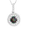Image 1 : NECKLACE - 1 CARAT ROUND FACETED MYSTIC GEMSTONE & DIAMOND IN 925 STERLING SILVER SET - INCLUDES 20"
