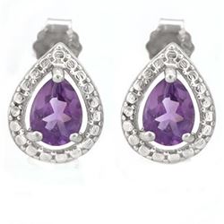 EARRINGS - 1 CTW AMETHYST IN 925 STERLING SILVER SETTING - RETAIL ESTIMATE $250
