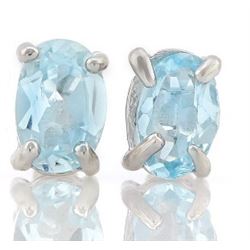 EARRINGS - 1 CTW BABY SWISS BLUE TOPAZ IN 925 STERLING SILVER SETTING - RETAIL ESTIMATE $250