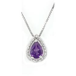 NECKLACE -  1/2 CARAT AMETHYST IN 925 STERLING SILVER SETTING - INCLUDES 20' WHITE GOLD OVER 925 ITA