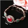 Image 2 : BRACELET - VINTAGE STYLE CRAFTING OF RUBY STYLE GEMS IN GERMAN STERLING SILVER SETTING WITH 18K GOLD
