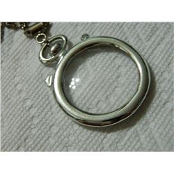 NECKLACE - POCKET WATCH FRONT ON CHAIN - 2" DIAMETER & 22" CHAIN