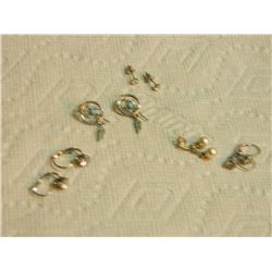 ASSORTED EARRINGS - some may be silver - 5 SETS TTL