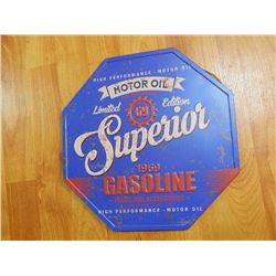 METAL SIGN - OCTAGON - 12" - SUPERIOR GASOLINE