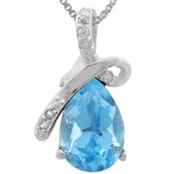 NECKLACE -  1.512 CARAT TW BLUE TOPAZ & DIAMOND IN PLATINUM OVER 925 STERLING SILVER SETTING - INCLU