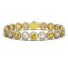 Image 1 : 15.47 CTW Canary Yellow & White Diamond Designer Bracelet 18K Yellow Gold - REF-2195N3Y - 42691