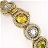 Image 4 : 15.47 CTW Canary Yellow & White Diamond Designer Bracelet 18K Yellow Gold - REF-2195N3Y - 42691
