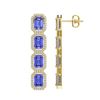 Image 2 : 11.93 CTW Tanzanite & Diamond Halo Earrings 10K Yellow Gold - REF-290W2F - 41437