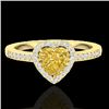 Image 1 : 1 CTW Citrine & Micro Pave Ring Heart Halo 14K Yellow Gold - REF-34Y9K - 21404